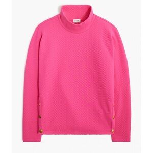 J. Crew Herringbone mockneck sweatshirt Size L SOFT FUCHSIA pink